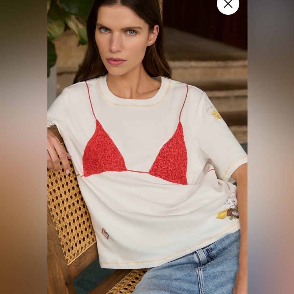 SOLD-OUT NWT ANTIPODEAN Vacay All Day Tee in Ruby Red Unique SZ M